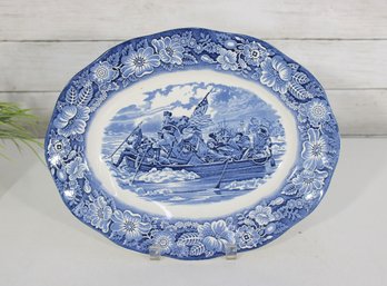 Liberty Blue Historical Colonial Scenes Platter  14' X 11' Oval Staffordshire Ironstone Serving Plate