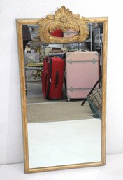 Antique French Giltwood Mirror  Ornate Crest, 44H X 22.5W