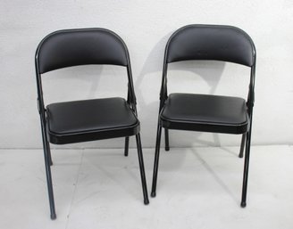 Pair Of Black Metal Folding Chairs  Durable & Comfortable