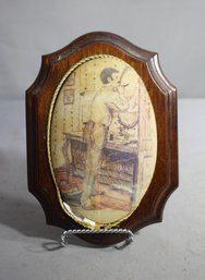 Antique Decoupage Resin Wood Wall Art Dandy's Morning Toilet
