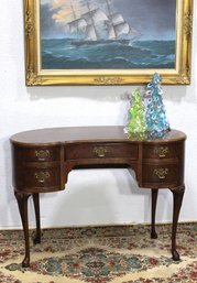 Vintage Queen Anne-Style Kidney-Shaped Vanity Desk