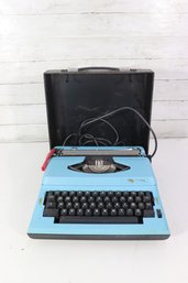 Vintage Blue Portable Manual Typewriter W/ Case Untested