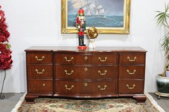 Baker Furniture Mahogany Bowfront Dresser With Brass Hardware