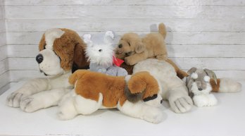 Vintage Plush Dog Lot  Large St. Bernard & Assorted Puppy Stuffed Animals Collection