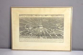 Framed Historical Print  Carlsruhe Construtus Engraving  18' X 24.5'