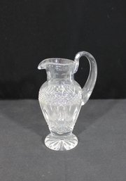 Vintage Cut Glass Pitcher / Creamer  Floral Pattern  Clear Glass  7' H