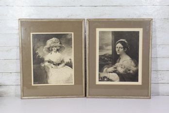 Antique Style Framed Portrait Prints Pair After Sir Joshua Reynolds 20.5
