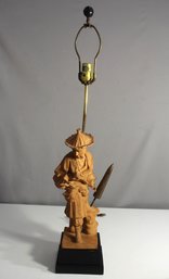 Vintage Chinoiserie Terracotta Figural Lamp- (by Chapman)