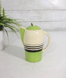 Susie Cooper Art Deco Creamer Jug With Lid  Green & Black Stripes  Crown Works England  5