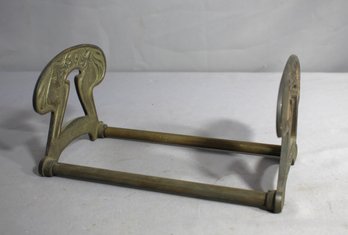 Antique Art Nouveau Twin Maidens Expanding Book Rack-4.5'h X 8' Closed & 15' Open