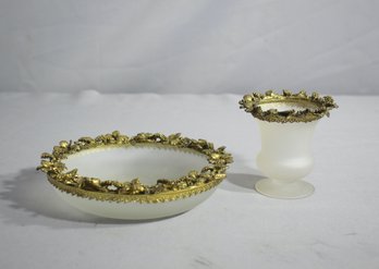 Two (2pcs) Mid-Century Ormolu Vanity Set