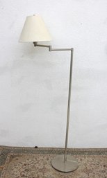 Modern Adjustable Arm Floor Lamp  56' Tall Brushed Metal Reading Lamp W/ Shade  Tested Works