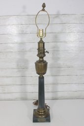 Vintage Brass & Marble Table Lamp 35' Tall  Classical Column Style W/ Pineapple Finial  Works