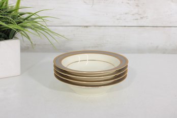 Set Of 4 Heinrich & Co Bavaria Porcelain Berry Bowls  Gold & Gray Border  5.5 Dia