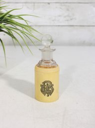 Vintage Baccarat Crystal Perfume Bottle W/ Monogrammed Celluloid Case  4' Tall