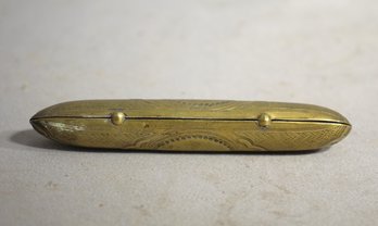 Vintage Brass Cigar Box With Ornate Engravings
