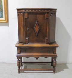 Antique-Style Wood Cabinet With Drawer & Interior Shelves  Traditional Design  65' Tall