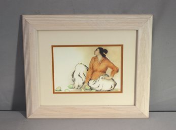 Color Print Woman With Pears After R.C. Gorman