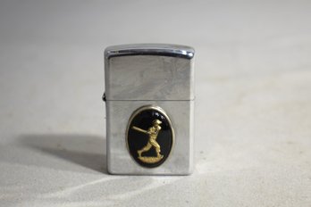 Collectible Zippo Lighter With Classic Baseball Player Emblem