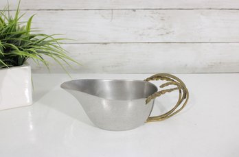 Michael Aram Wheat Gravy Boat  Nickelplate & Brass  Signed  3 X 5.5'