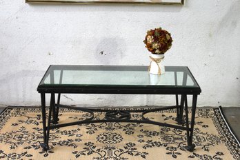 Gregorius Pineo Wrought Iron & Glass Coffee Table