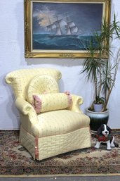 Baker Furniture Upholstered Accent Chair With Skirt And Tassel Detailing
