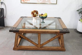 Large Cocktail Table With Metal Ends