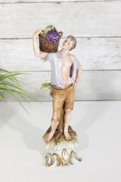 Capodimonte Giuseppe Cappe Figurine  Boy With Fruit Basket  Italy  9.5' H