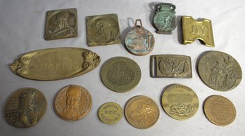 Eclectic Collection Of Historical Brass Medallions And Plaques