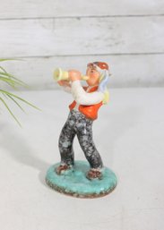 Vintage Ditmar Urbach Czech Porcelain Figurine  Boy With Trumpet  Hand Painted  6'
