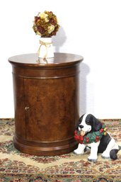 Vintage Burl Wood Round Cabinet With Storage