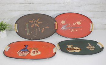 Set  Of 1960s Mid Century Modern Glitter Bar Trays 17.5' X 12'  Atomic Cocktail Serving