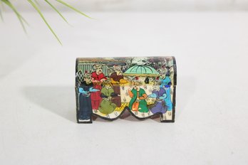 Vintage Hand-Painted Indian Bone Kalamdan Trinket Box  Persian Scene  2 X 3'