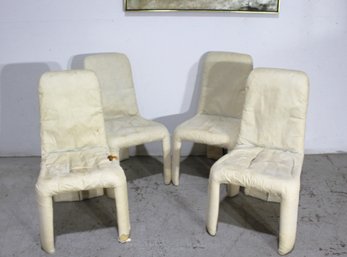 Set Of 4 Postmodern Parsons Style Dining Chairs  37'H X 20'W X 18.5'D  Needs Reupholstery