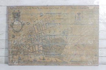 Vintage Style Map Of New York City Print On Wood Panel  24' X 36'