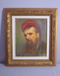 Framed Vintage Oil On Canvas Portrait, Signed LL