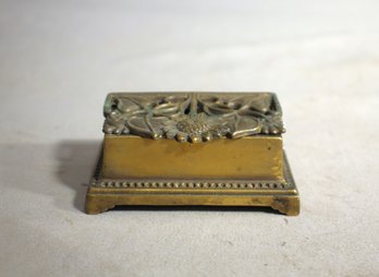 Vintage Solid Brass Sunflower Double Roll Desk Postage Stamp Holder