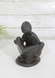 Austin Productions Boy Reading Sculpture  Vintage Resin Figure  7'H