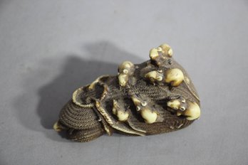 Intriguing Vintage Resin Rat Motif Sculpture Inspired By Japanese Art'