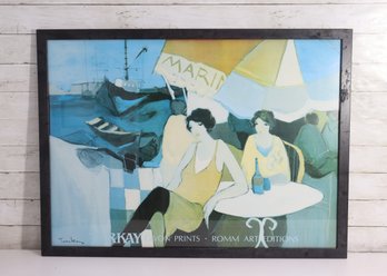 Large Framed Art Print By Tomer  Seaside Caf Scene  RKAY / Romm Art Editions  28 X 38