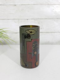 Vintage Vetro Brek Art Glass Vase  Abstract Modern Design  6.5' Tall