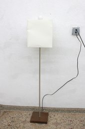 Mid Century Modern Floor Lamp W/ Square Shade & Wood Base  51.5' Tall