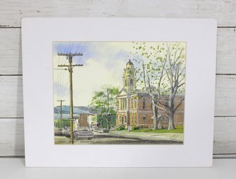 Grays Watercolors Print  Main Street Irvington, N.Y.  Matted  11' X 14'