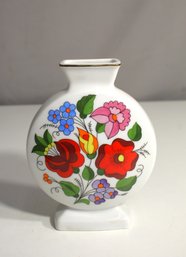 KALOCSA Porcelain Vase Hand Painted In Hungary Floral With Gold Trim