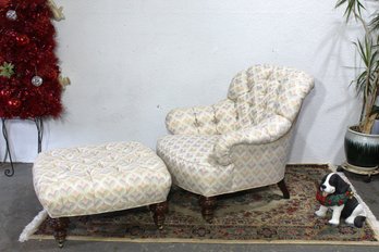 Baker Furniture Tufted Lounge Chair With Ottoman