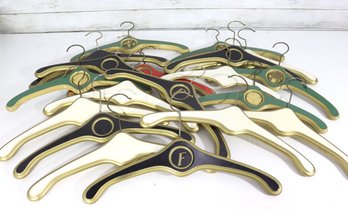 Vintage Wooden Clothes Hangers Lot  Gold Trim & Monogram Details  Boutique Style