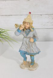 Vintage Folk Art Style Girl Figurine Blowing Trumpet  Possibly Paper Mache  9' Tall