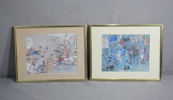 Two Children At Play Night And Day Prints