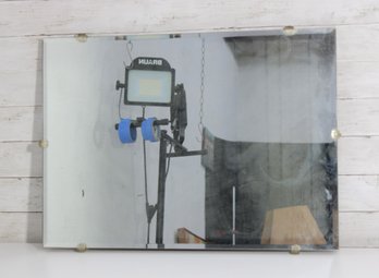 Vintage Wall Mirror  Beveled Glass W/ Wood Frame  Mid Century Style  20 X 28