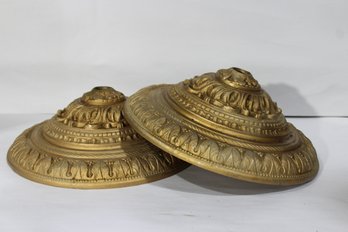 Pair Of Vintage 12.25' Round Acanthus Ceiling Medallions